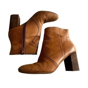 Lucky Brand Women's Sheirin Brown Leather Heeled Ankle Boots Size 6.5 M EUC